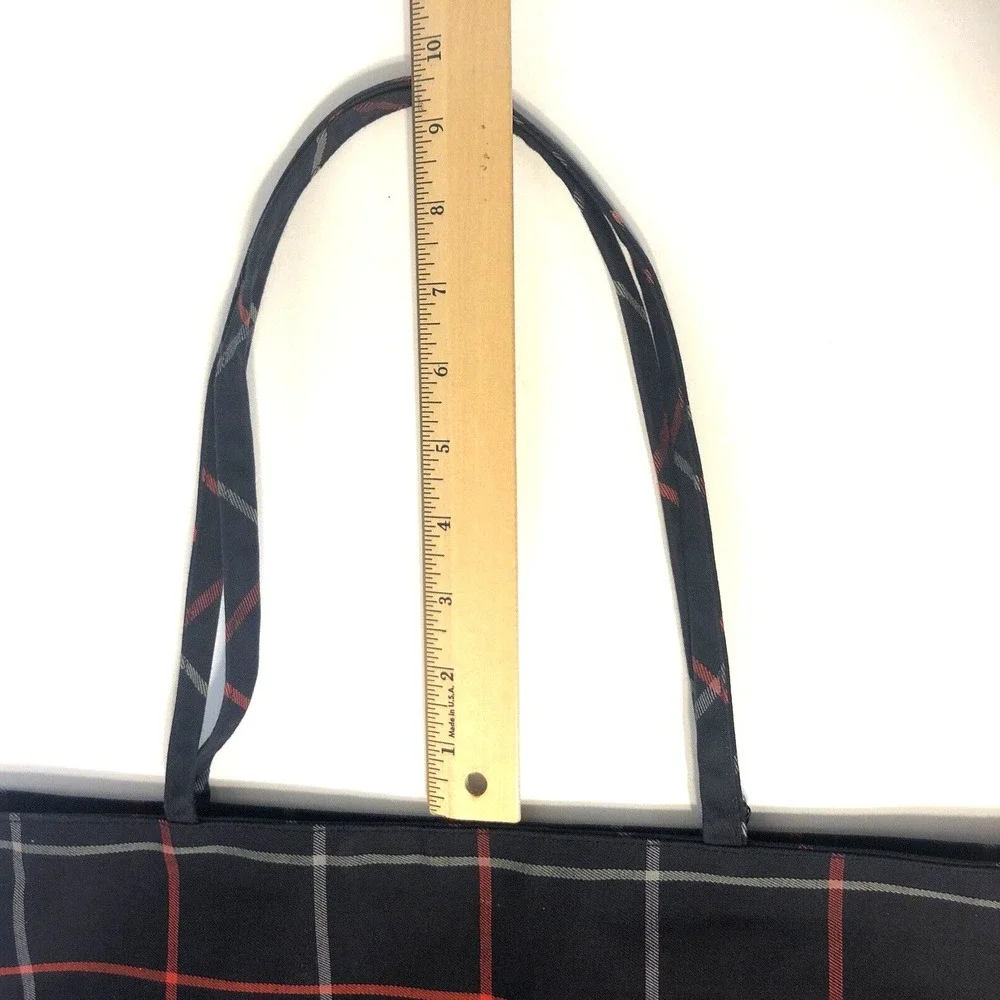 NEW Burberry London Bag Tote Blue Windowpane Plaid Treated Canvas COA!!